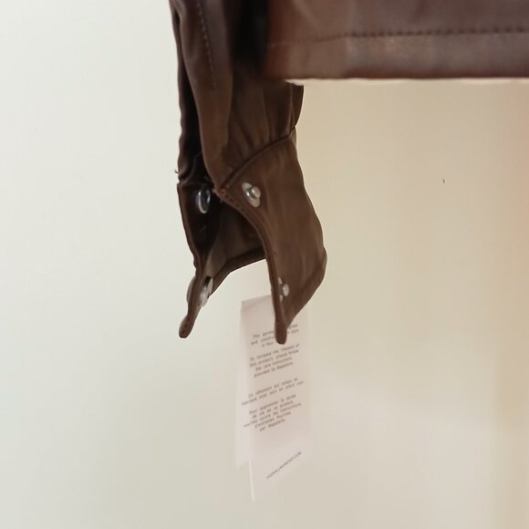 NWT 7 For All Mankind Vegan Faux Leather Puff Sleeve Top Brown Size Small - Picture 5 of 9